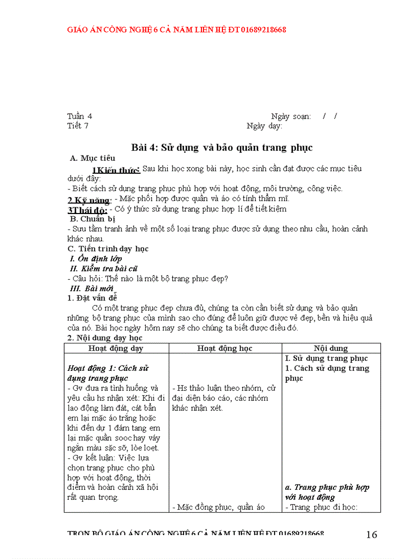 image for page Giáo án Công nghệ 6 chuẩn cả năm