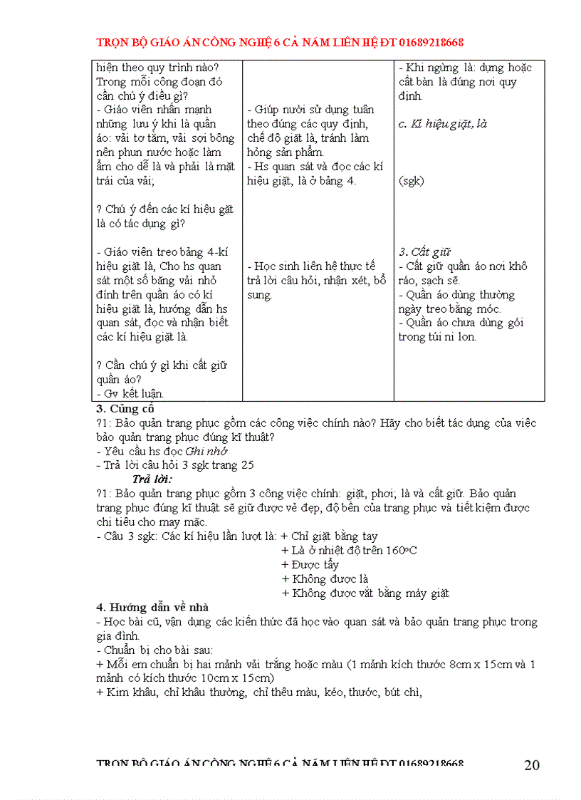 image for page Giáo án Công nghệ 6 chuẩn mới năm 2011 2012