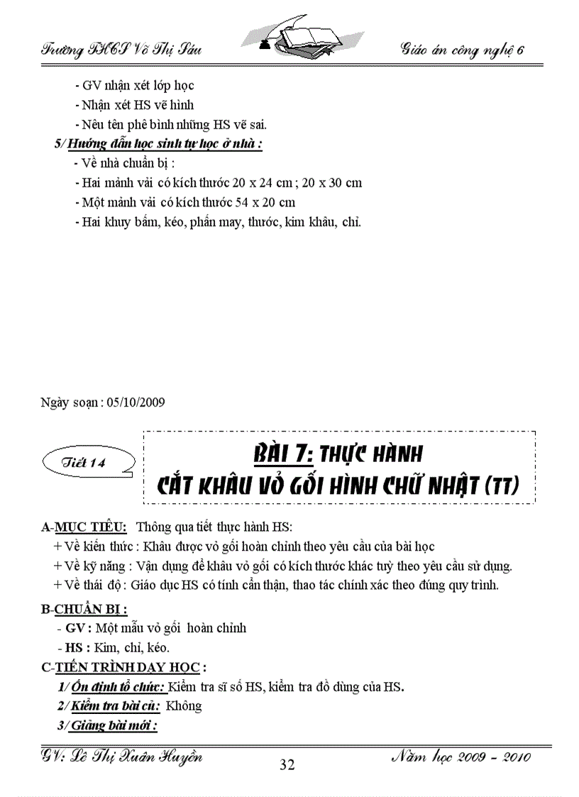 image for page Giáo án công nghệ 6 đến tiết 50