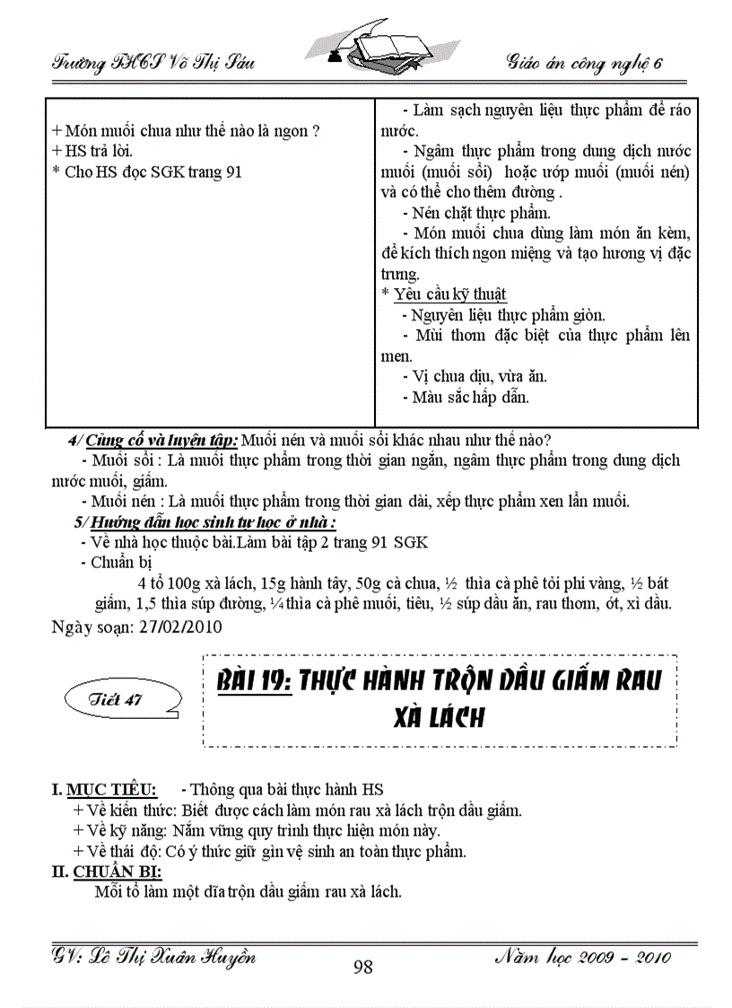 image for page Giáo án công nghệ 6 đến tiết 50