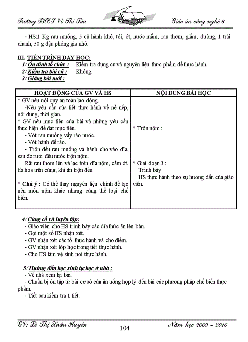 image for page Giáo án công nghệ 6 đến tiết 50