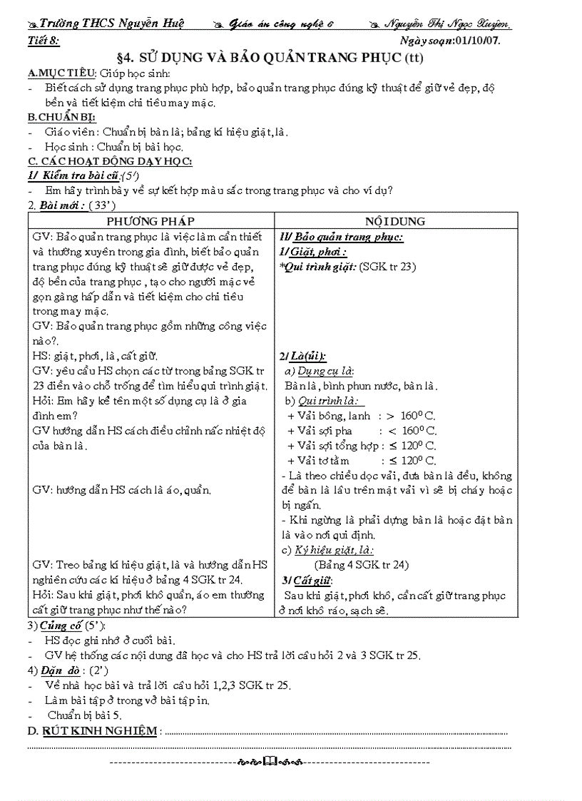 image for page Giáo án Công nghệ 6 học kỳ I