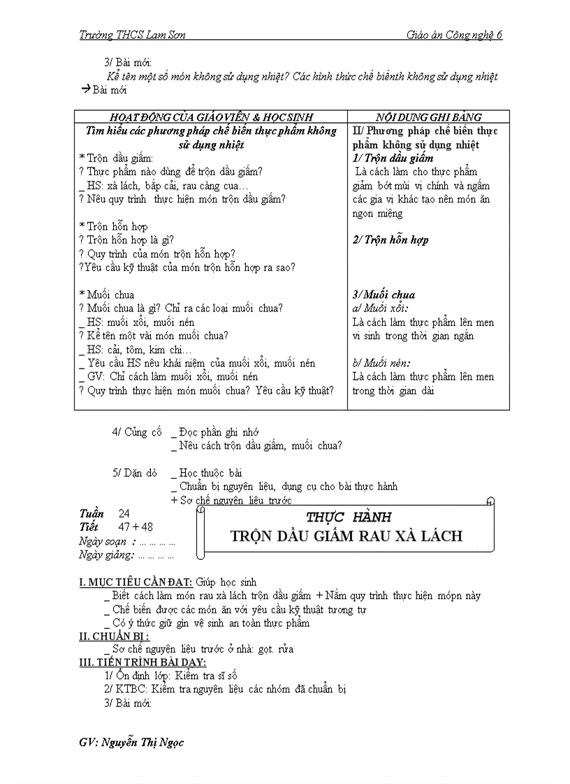image for page Giáo án Công nghệ 6 học kỳ II