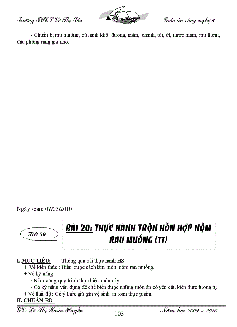 image for page Giáo án công nghệ 6 tiết 1 đến tiết 50