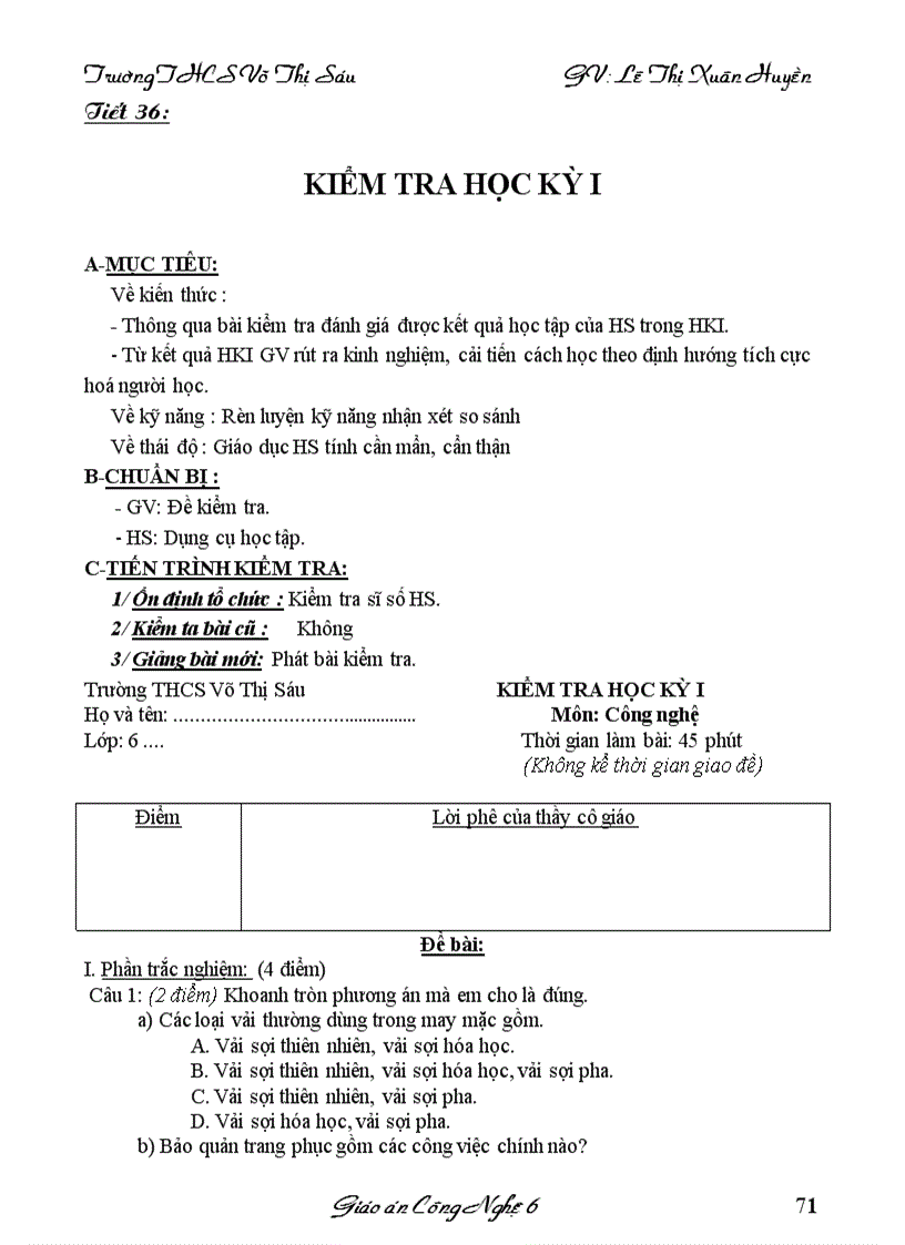 image for page Giáo án công nghệ 6 học kỳ 1