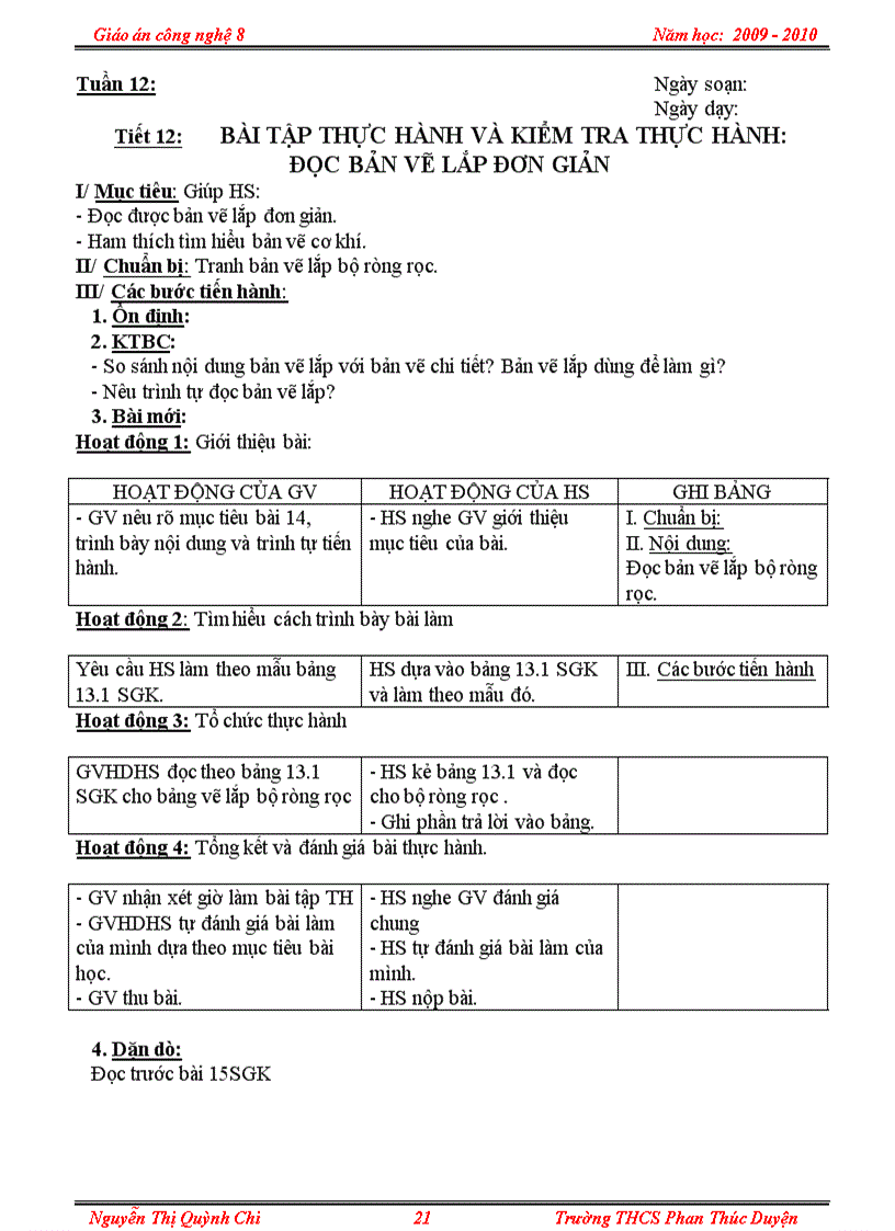 image for page Giáo án Công nghệ 8 tiết 12 20 hay