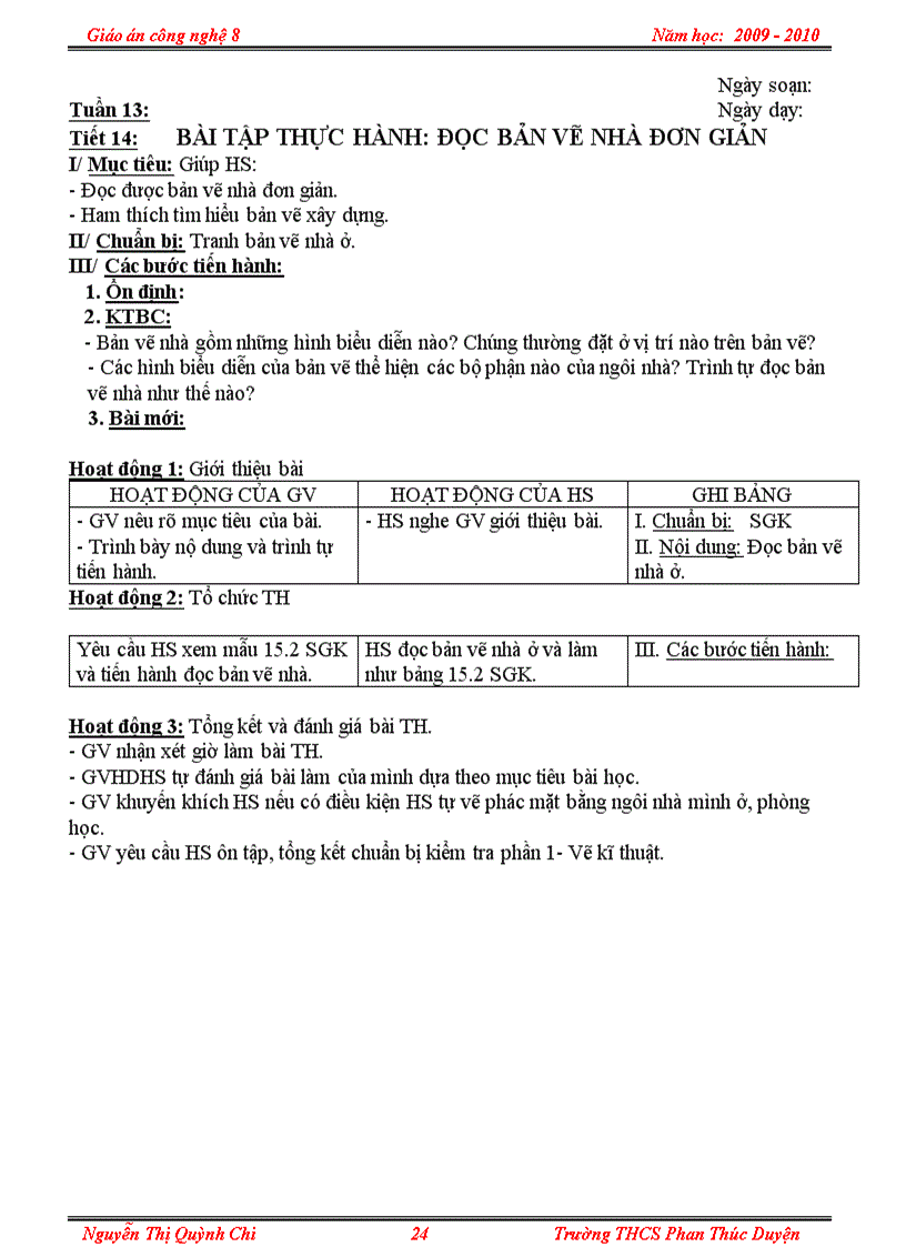 image for page Giáo án Công nghệ 8 tiết 12 20 hay