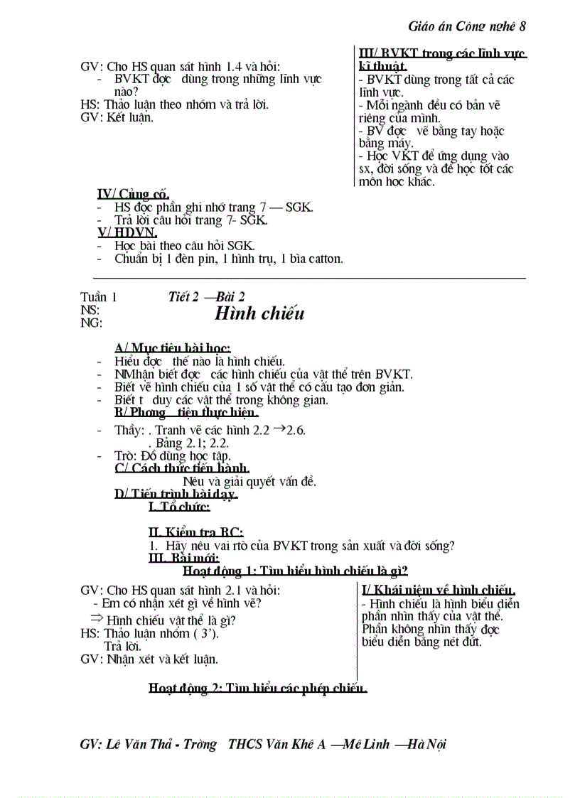 image for page Giao an cong nghe 8