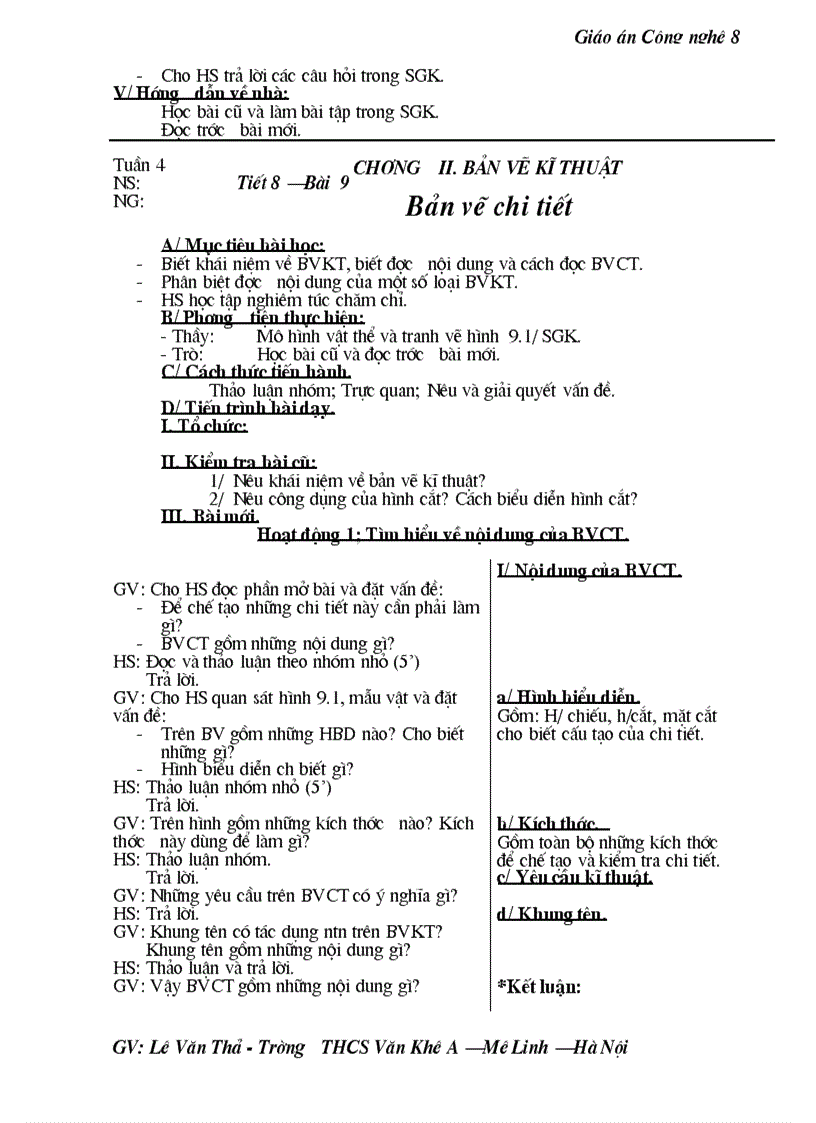 image for page Giao an cong nghe 8