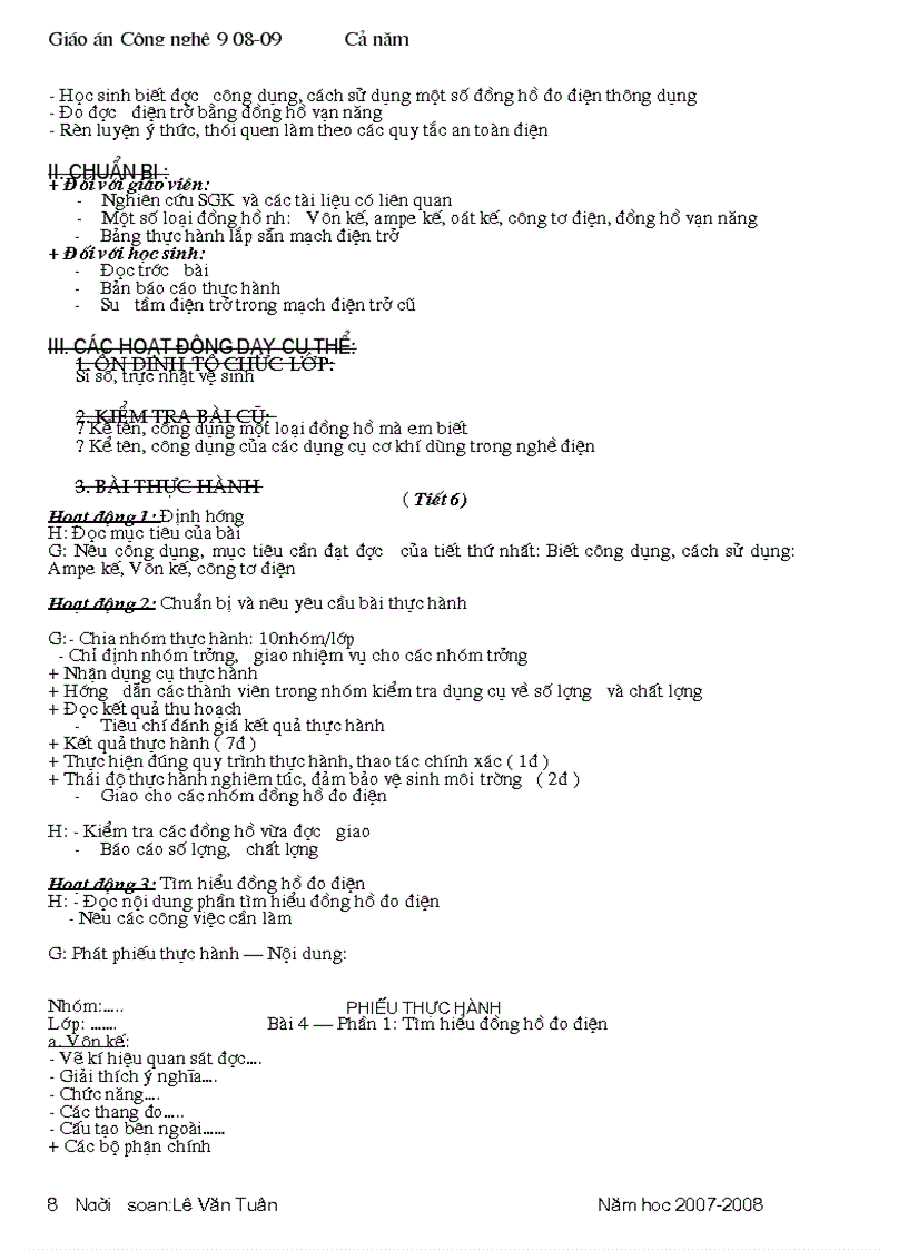 image for page Giao an Cong Nghe lop 8 08 09