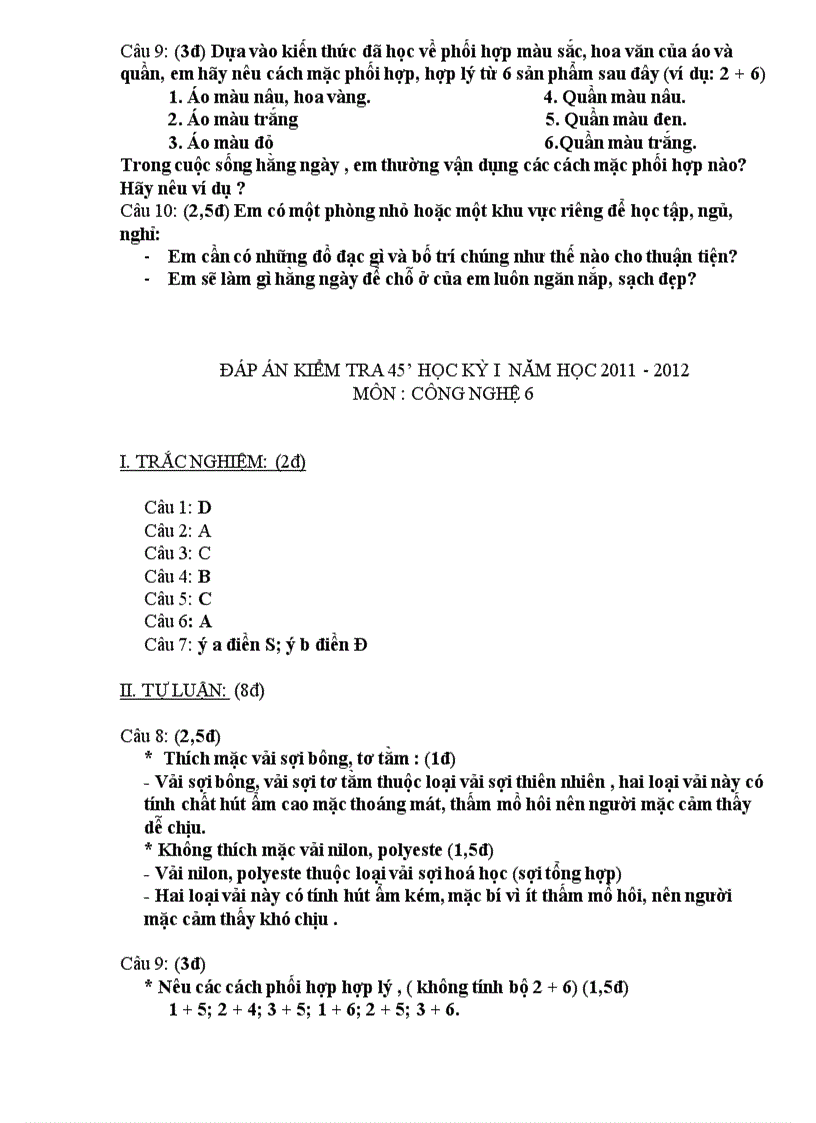 image for page Ma trận đề kiểm tra Công nghệ 6 HKI