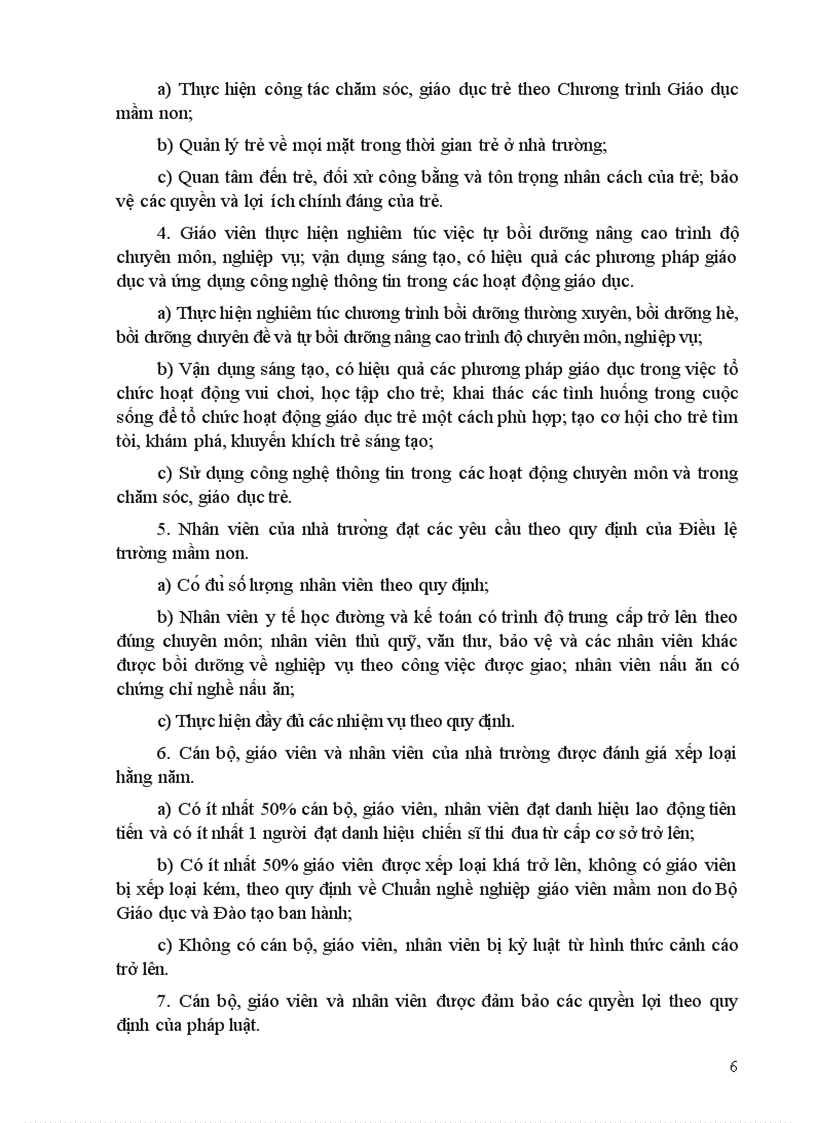image for page THÔNG TƯ Ban hành Quy định về Tiêu chuẩn đánh giá chất lượng giáo dục trường mầm non