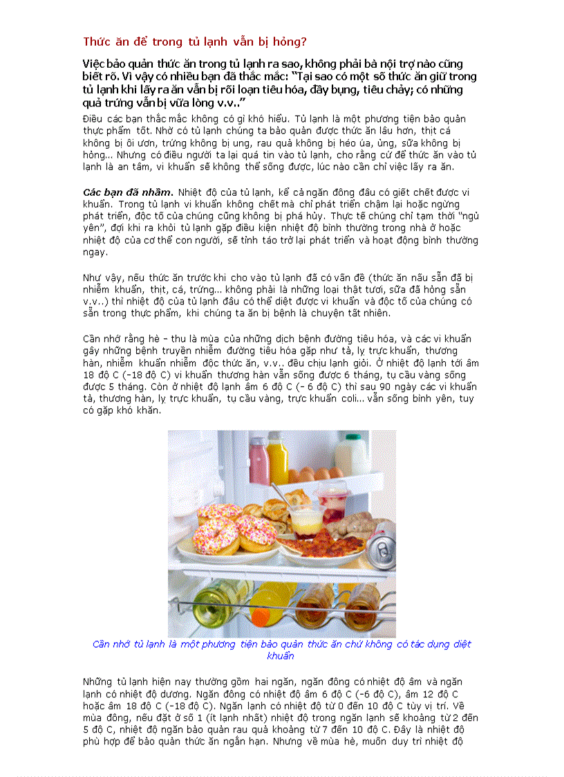 image for page Thức ăn để trong tủ lạnh vẫn bị hỏng