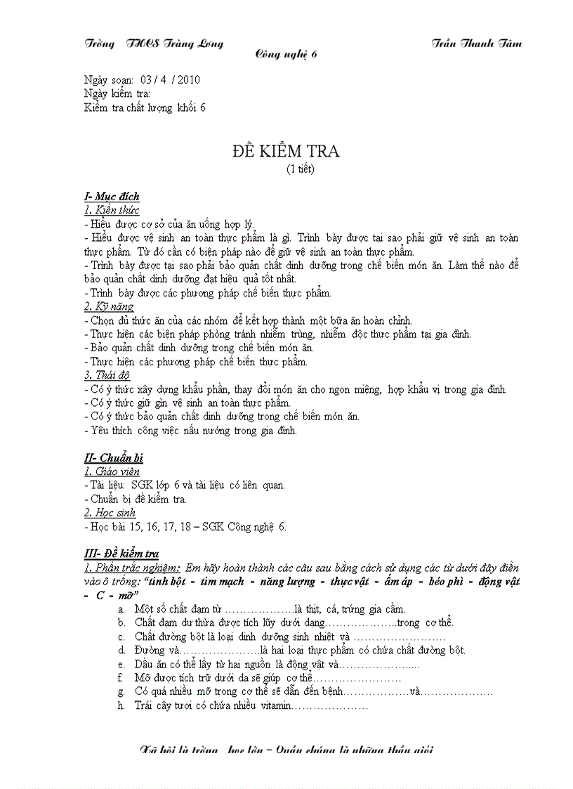 image for page Tiết 50 chất lượng