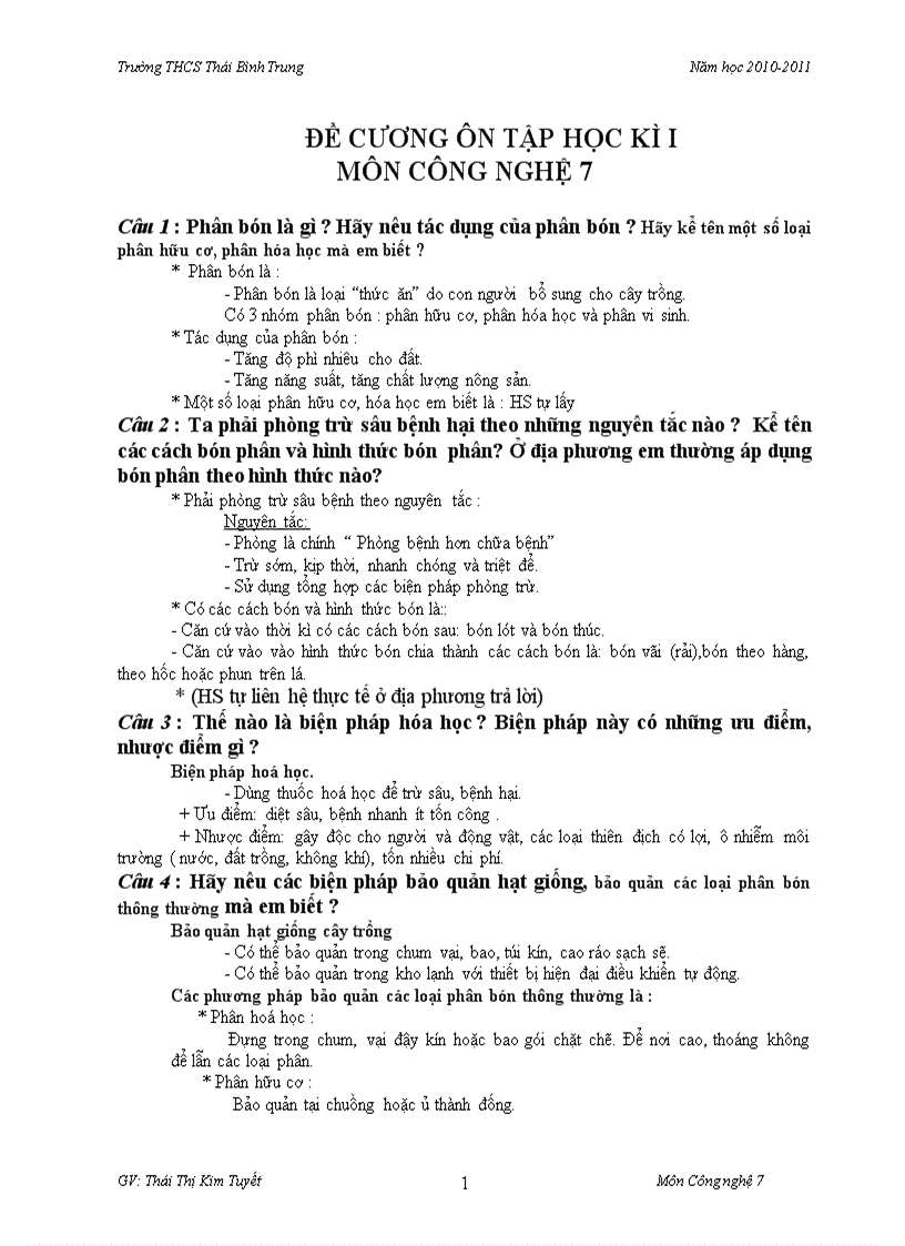 image for page Đề cương ôn tập học kì i