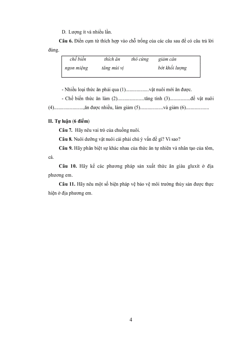 image for page Đề HKII Công nghệ 7 2