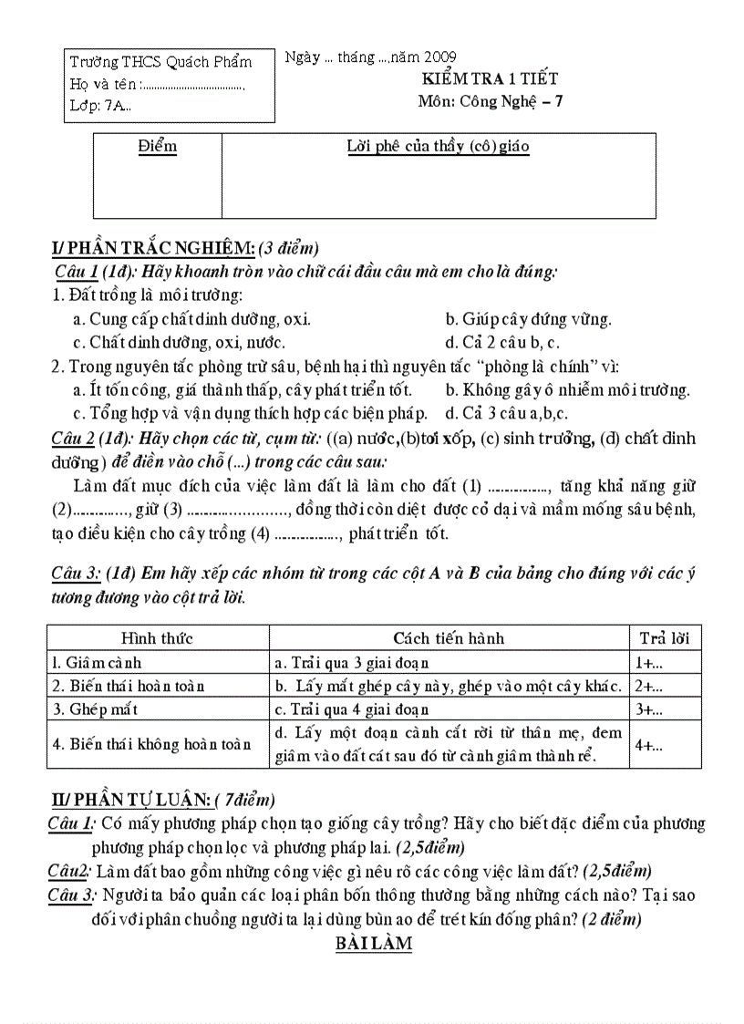 image for page De kt 1 t cong nghe 7 30tn 70 tl