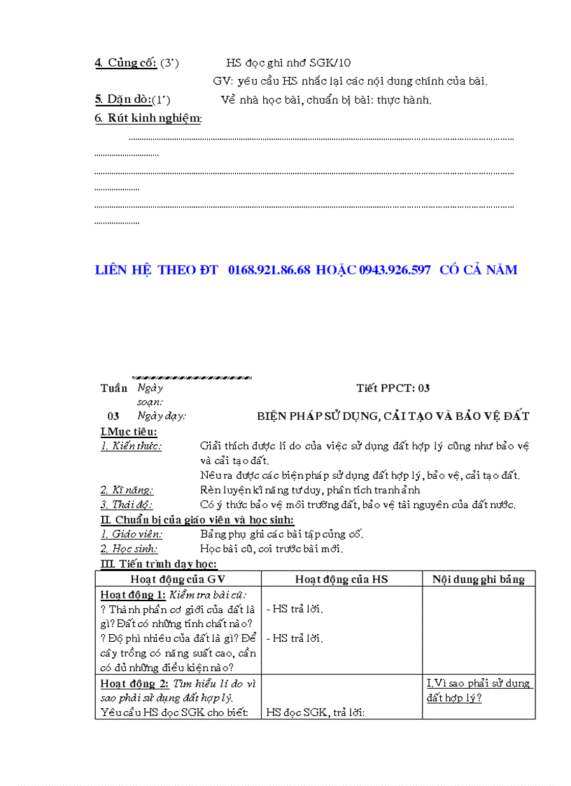 Giáo án 3cột công nghệ 7 cả năm theo chuẩn mới