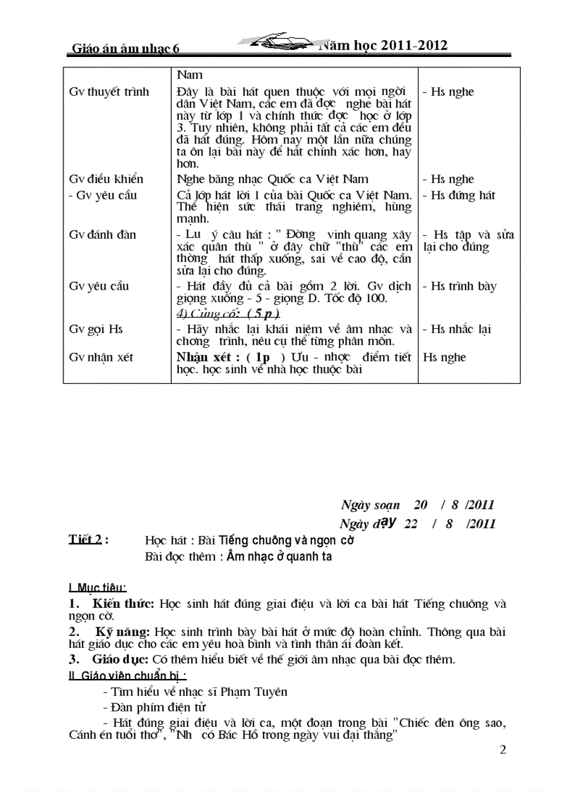 image for page Giáo án âm nhạc 6