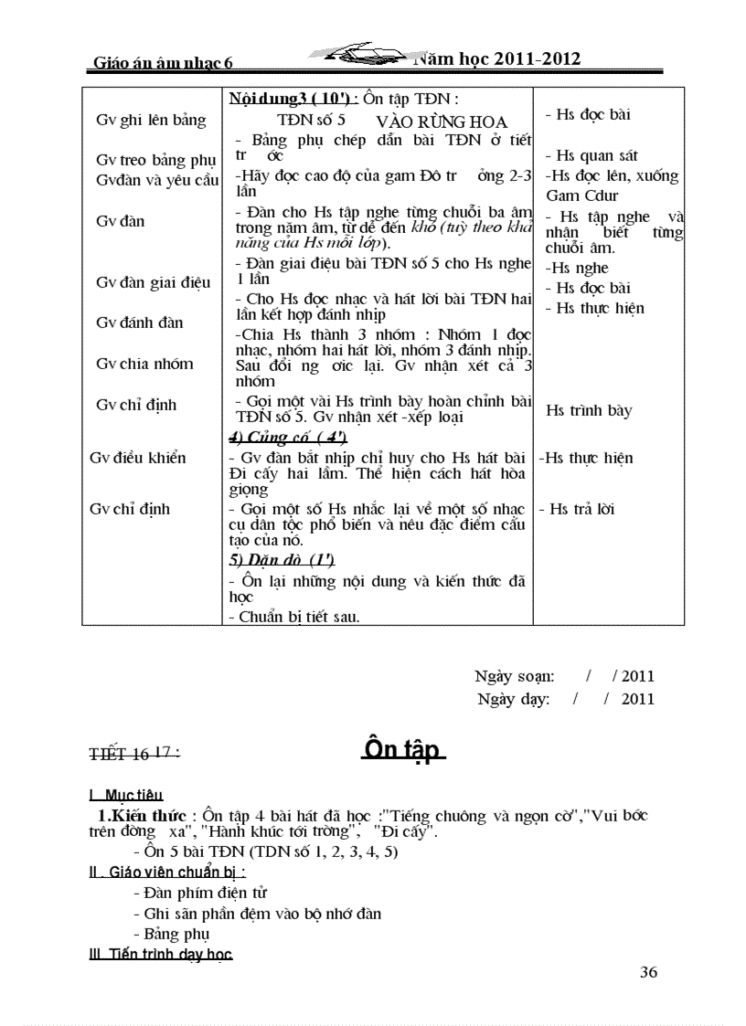 image for page Giáo án âm nhạc 6