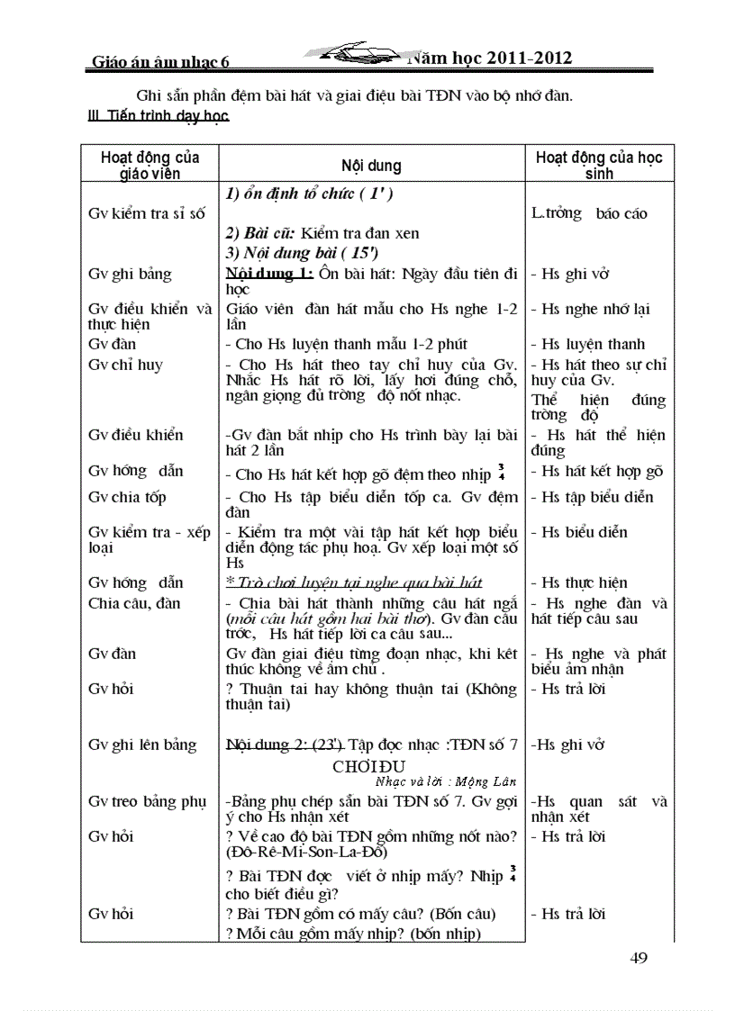 image for page Giáo án âm nhạc 6