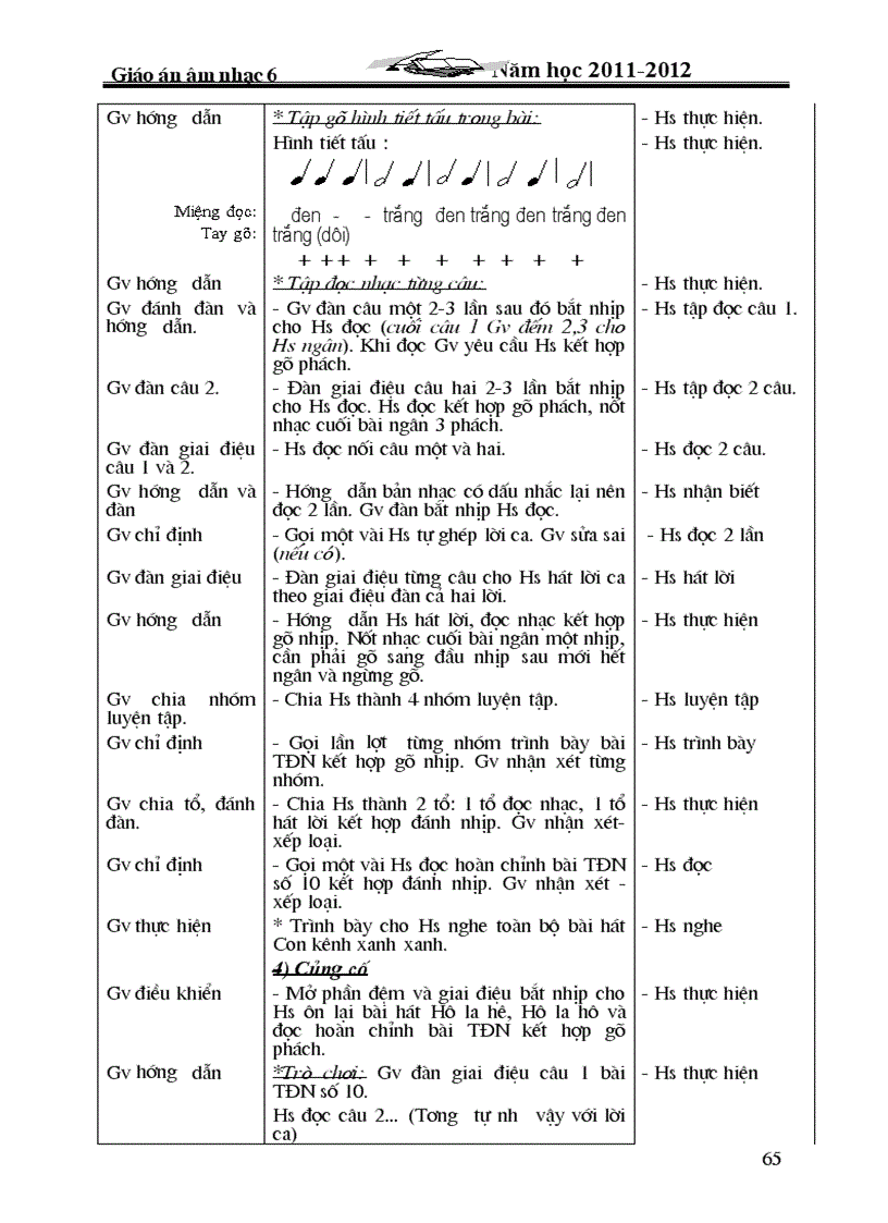 image for page Giáo án âm nhạc 6