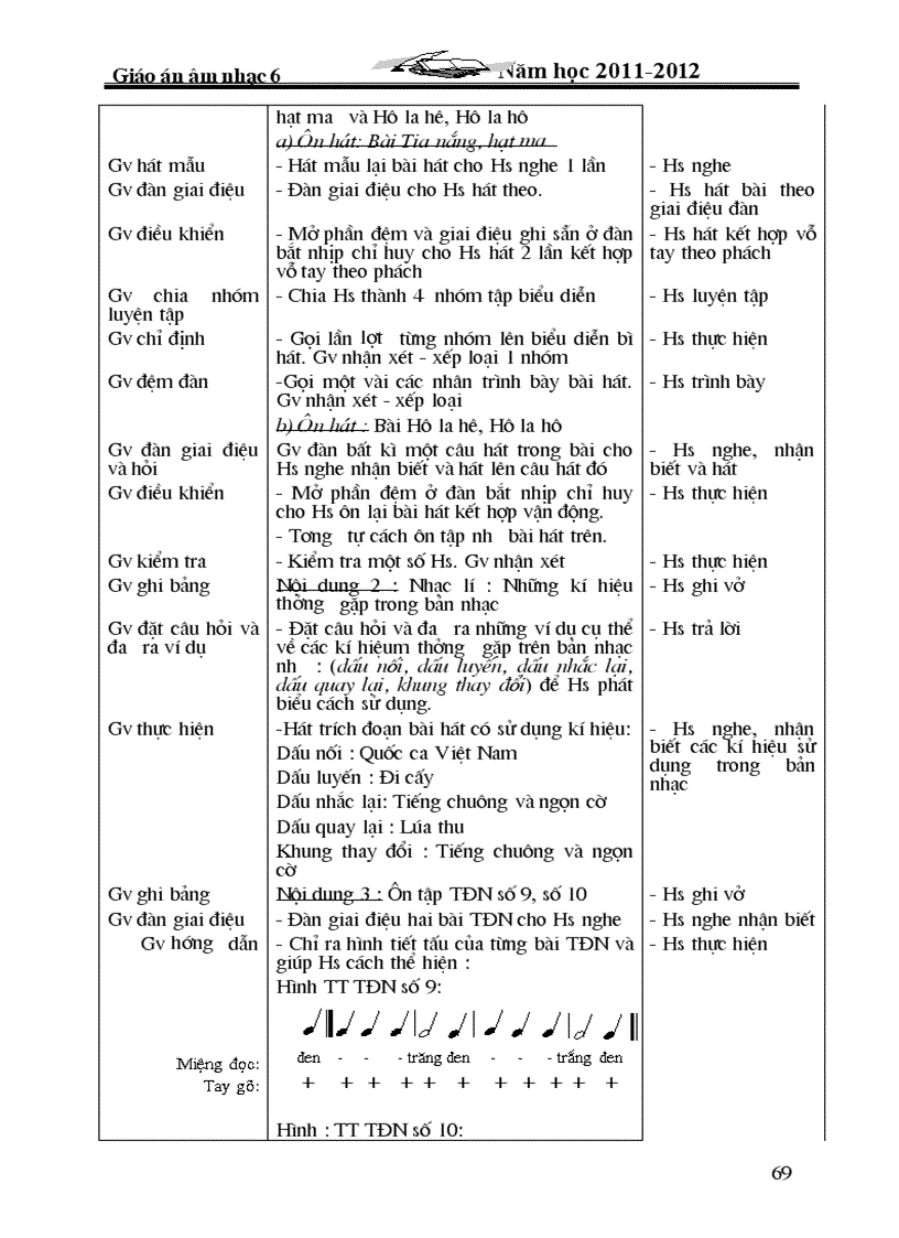 image for page Giáo án âm nhạc 6