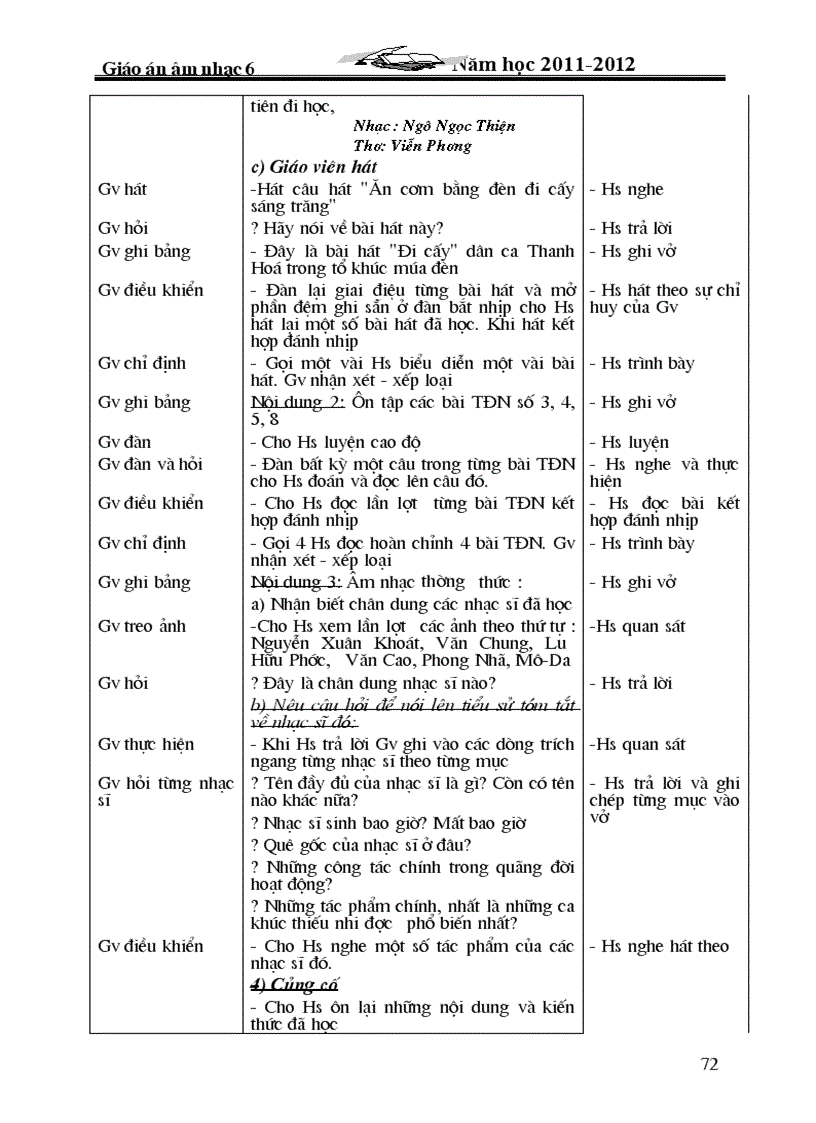 image for page Giáo án âm nhạc 6