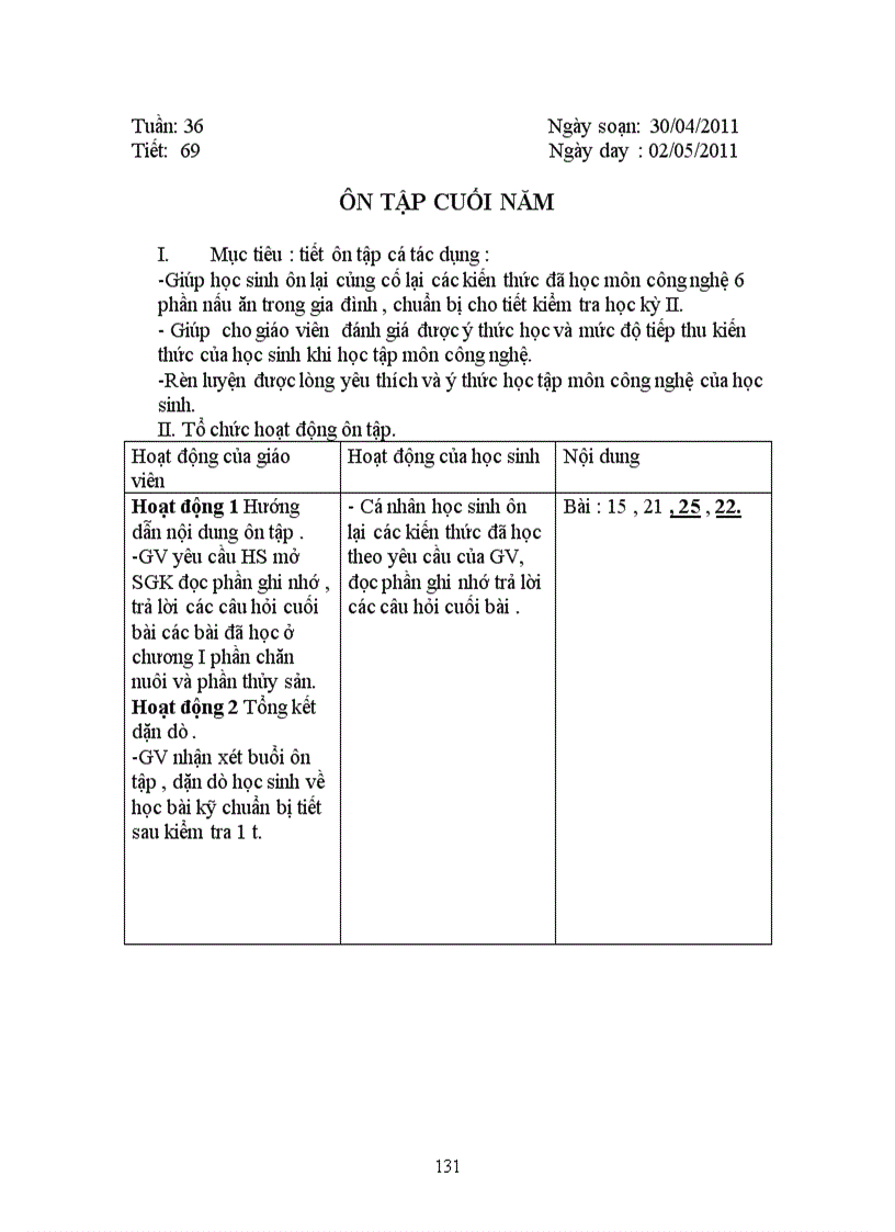 image for page Giao án bài ôn tập thi học kỳ II