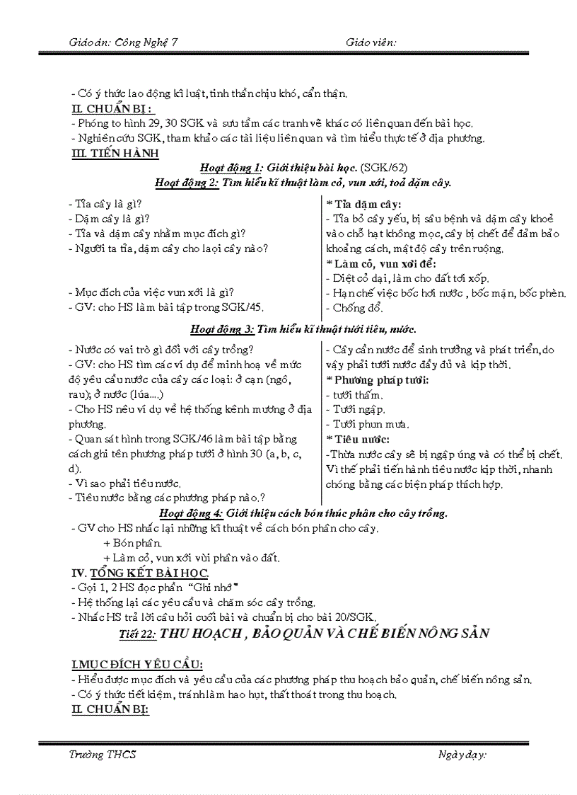 image for page Giáo án CN 7 Full