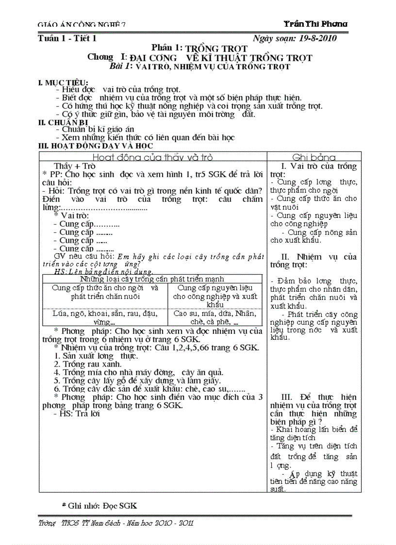 image for page Giao an cong nghe 7 2010 2011