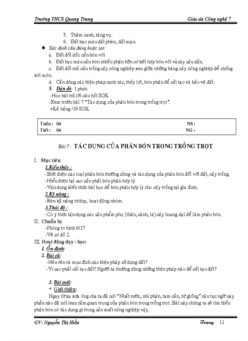 image for page Giáo án CN7 cả năm 1