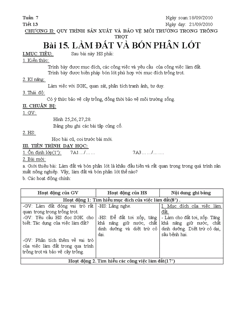 image for page Tiết 13 Làm đất và bón lót