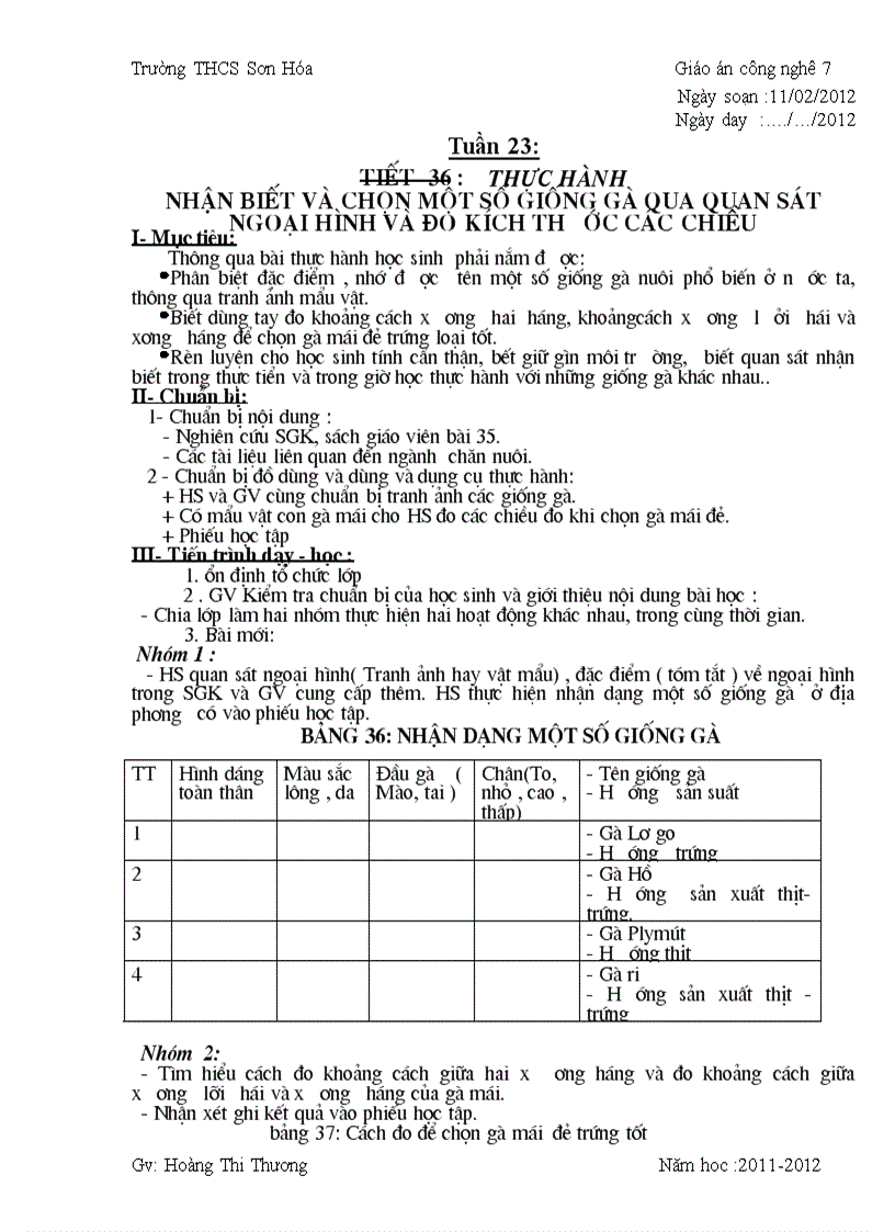 image for page Tiet 36 nhan biet mot so hiooongs gà