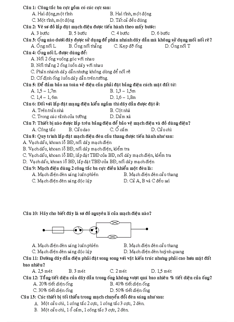 image for page Câu hỏi trắc nghiệm nghề điện dân dụng