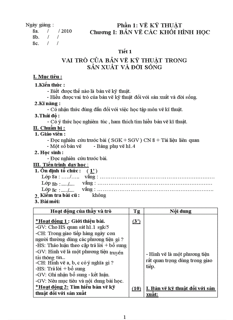 image for page Công nghệ 8 từ tiết 1 10 2 cột chuẩn