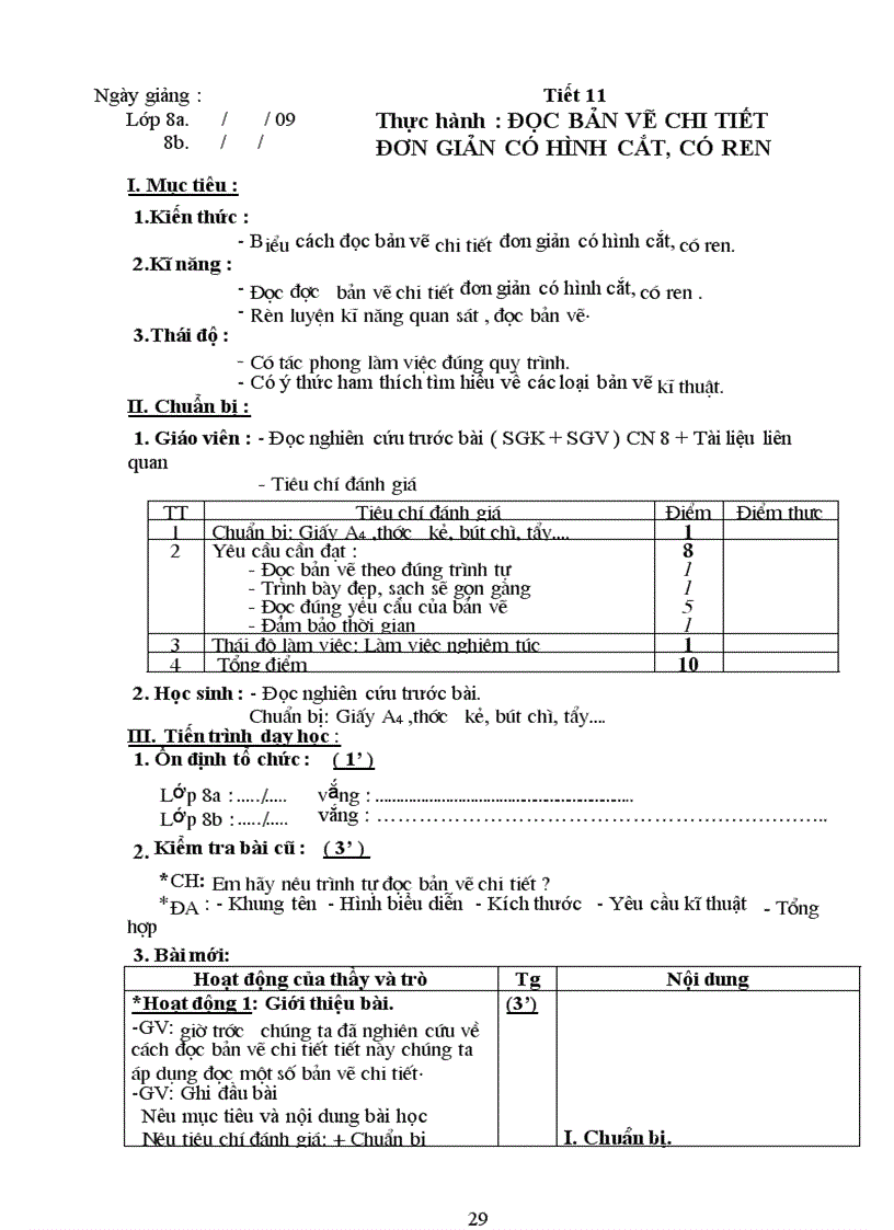 image for page Công nghệ 8 từ tiết 1 10 2 cột chuẩn