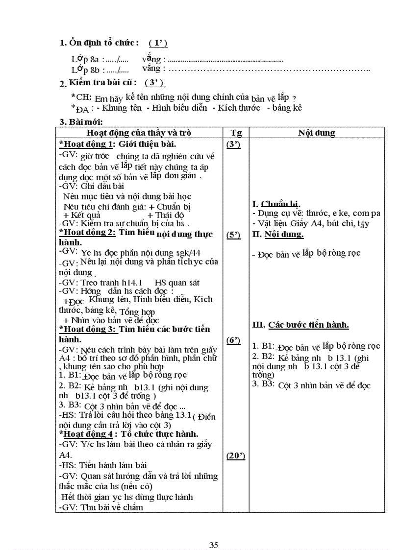 image for page Công nghệ 8 từ tiết 1 10 2 cột chuẩn