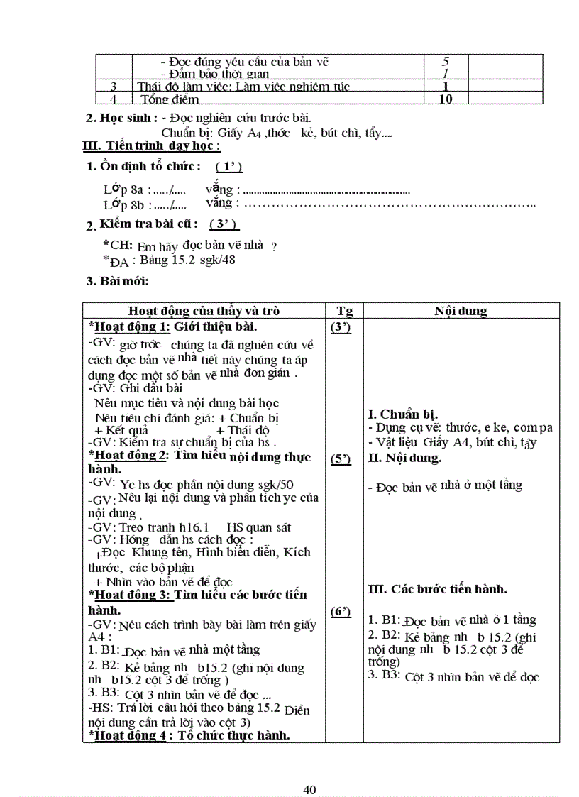 image for page Công nghệ 8 từ tiết 1 10 2 cột chuẩn