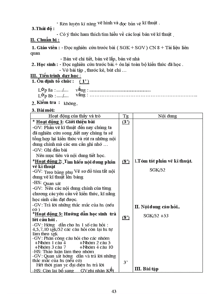 image for page Công nghệ 8 từ tiết 1 10 2 cột chuẩn