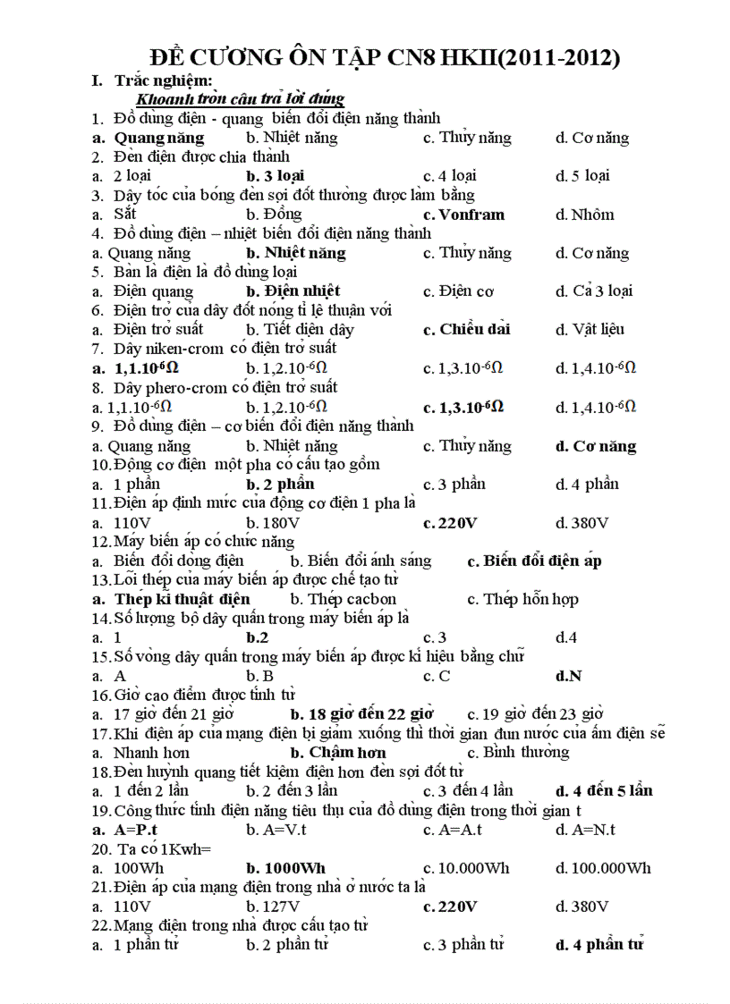 image for page Đề cương ôn tập kèm trắc nghiệm