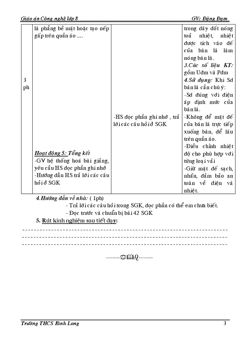 image for page Giáo án CN 8 3 cột Phần điện 08 09