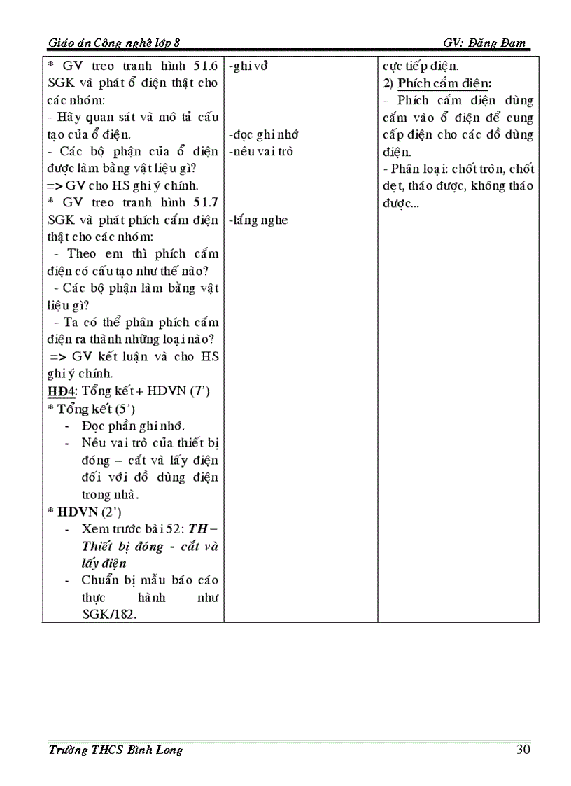 image for page Giáo án CN 8 3 cột Phần điện 08 09