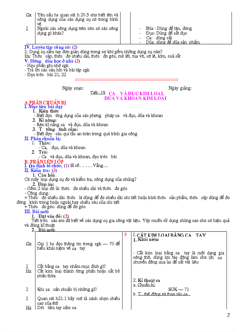 Giáo án Cnghệ 8 Kỳ II Chuẩn