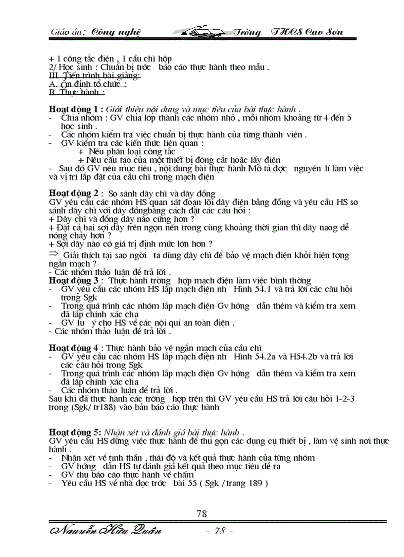 image for page Giáo an Công Nghê 8 09 10 Trọn bộ