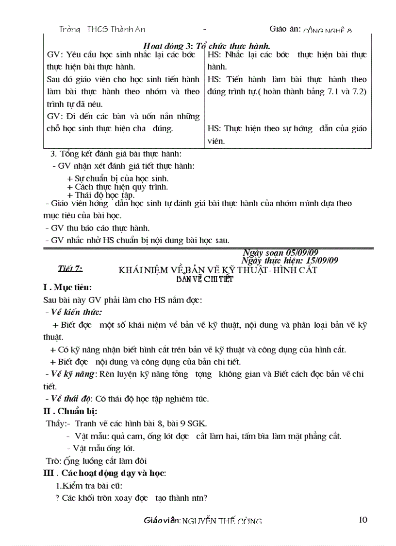image for page Giáo án công nghệ 8 09 10 Đẹp