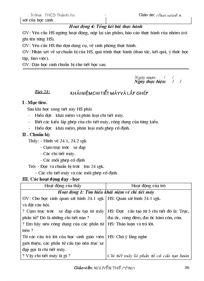 image for page Giáo án công nghệ 8 09 10 Đẹp