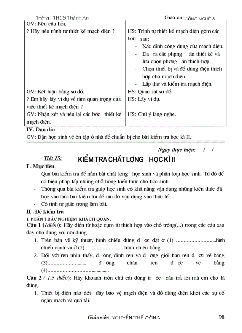 image for page Giáo án công nghệ 8 09 10 Đẹp