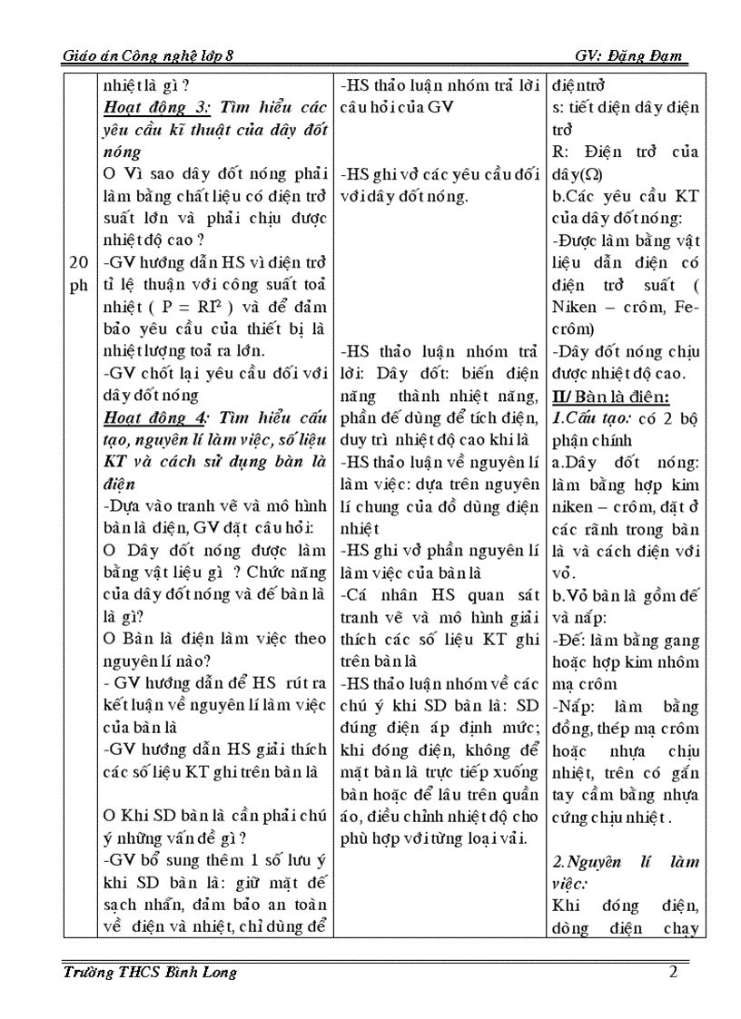 image for page Giáo án công nghệ 8 3 cột Phần điện 08 09