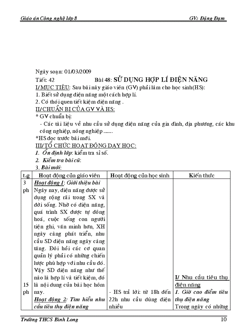 image for page Giáo án công nghệ 8 3 cột Phần điện 08 09